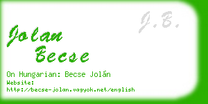 jolan becse business card